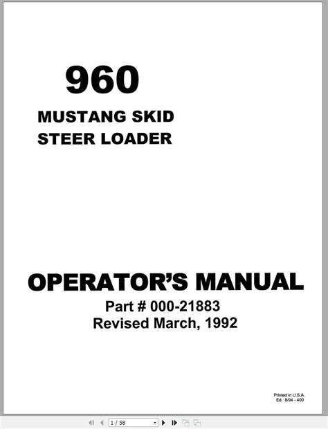 mustang 960 skid steer specs review|mustang 960 skid steer manual.